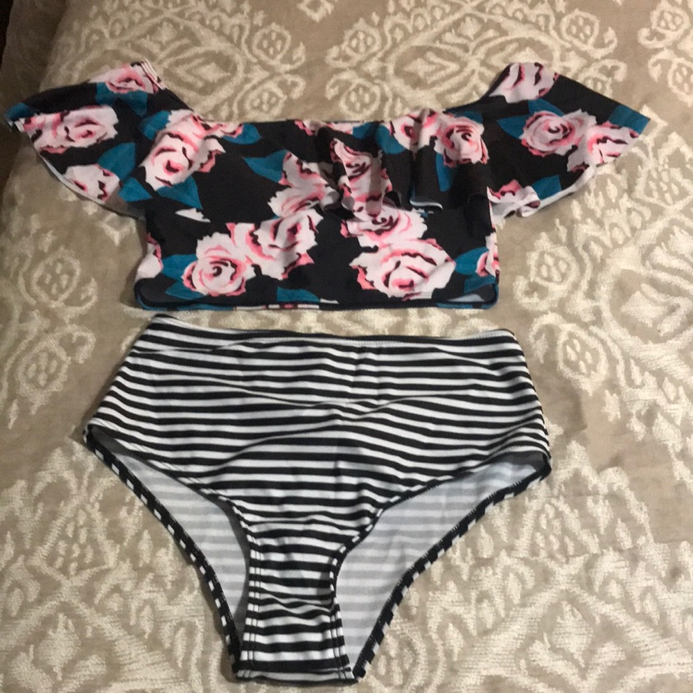 Floral Two Piece Swim Suit
